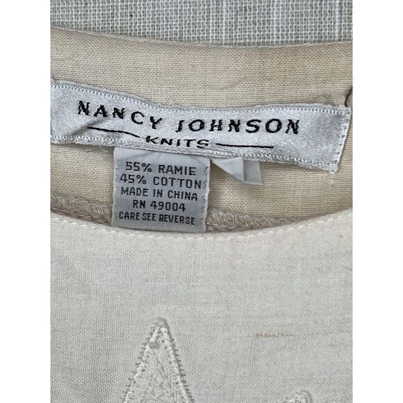 Vintage Nancy Johnson Knits Size Small Cream Sweater Dress Battenburg Lace Trim - Picture 5 of 11